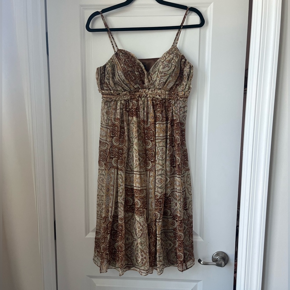 Nicole Miller Earth Toned Paisley Print Dress